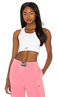 Nike Swoosh Long Line Bra in White from Revolve.com | Revolve Clothing (Global)