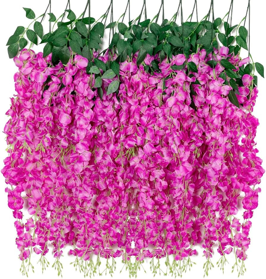 Senseya 6Pack 3.2 Feet Artificial Wisteria Hanging Flowers Garland Silk Vine Rattan Flowers for O... | Amazon (US)