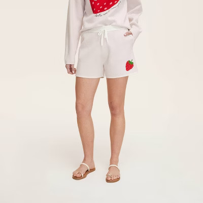 Women's Embroidered Strawberry Sweater Shorts - kate spade new york x Target Cream L | Target