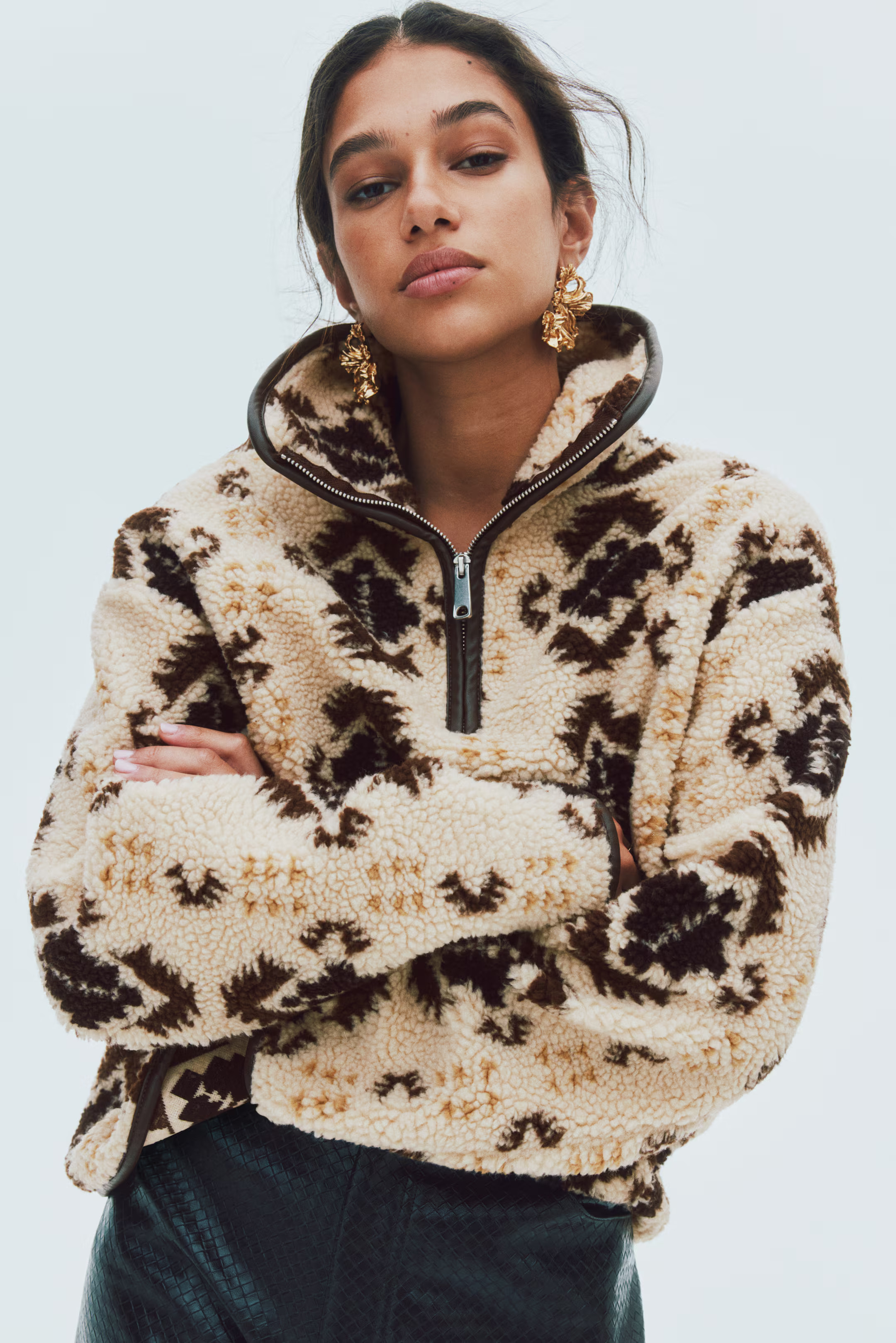 Half-Zip Teddy Fleece Sweatshirt | H&M (US + CA)