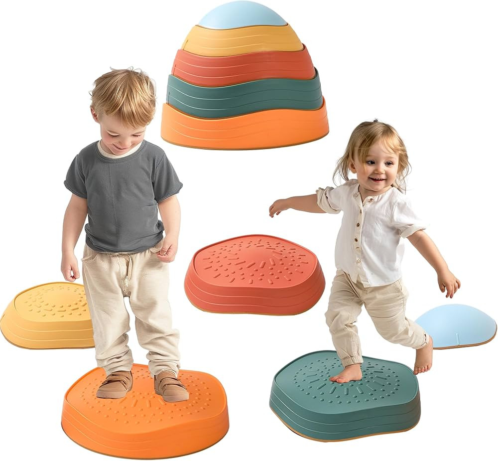 Balance Stepping Stones for Kids 5pcs Non-Slip River Stones Obstacle Course Play Indoor and Outdo... | Amazon (US)