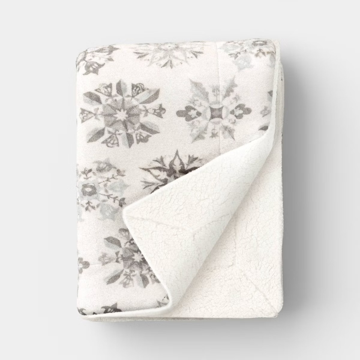 Snowflake Plush Throw Blanket with Faux Shearling Reverse Gray -Threshold™ | Target