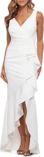 V-Neck Cascade Ruffle High-Low Gown | Nordstrom