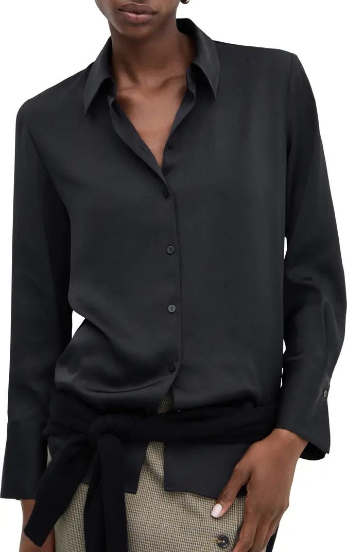 MANGO Satin Button-Up Shirt | Nordstrom | Nordstrom