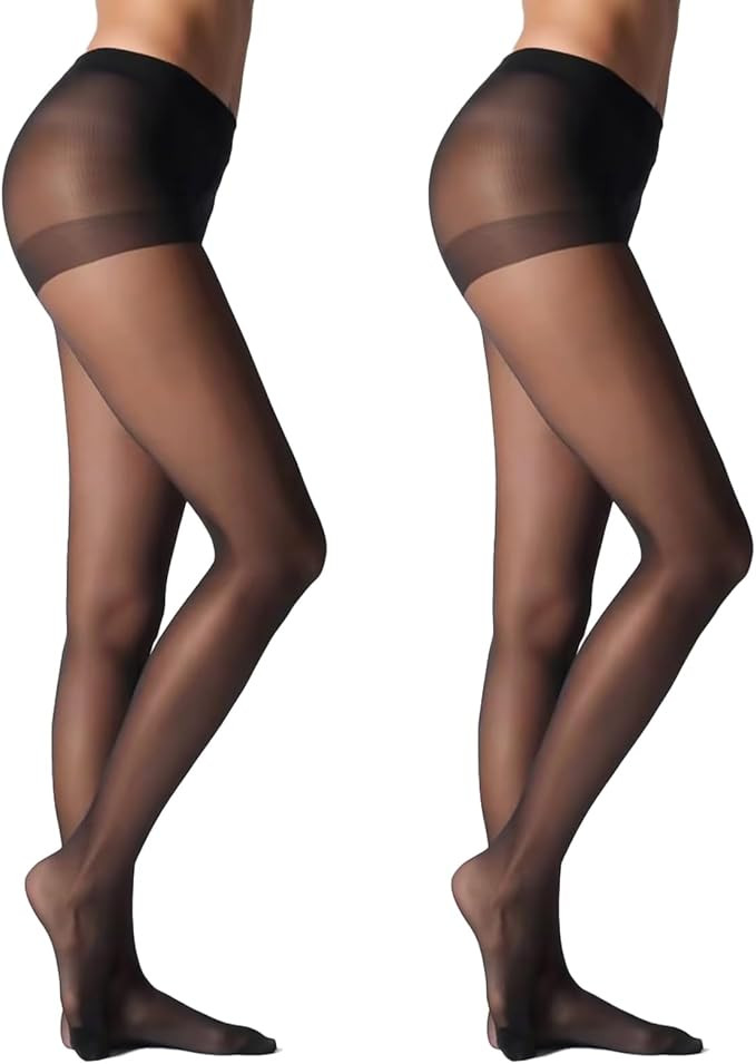 20D Sheer Black Tights for Women-Soft Stockings with Control Top Pantyhose | Amazon (US)