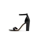 ALDO Women's JERAYCLYA Ankle Strap, Block Heel Sandal, Black Leather, 10 | Amazon (US)