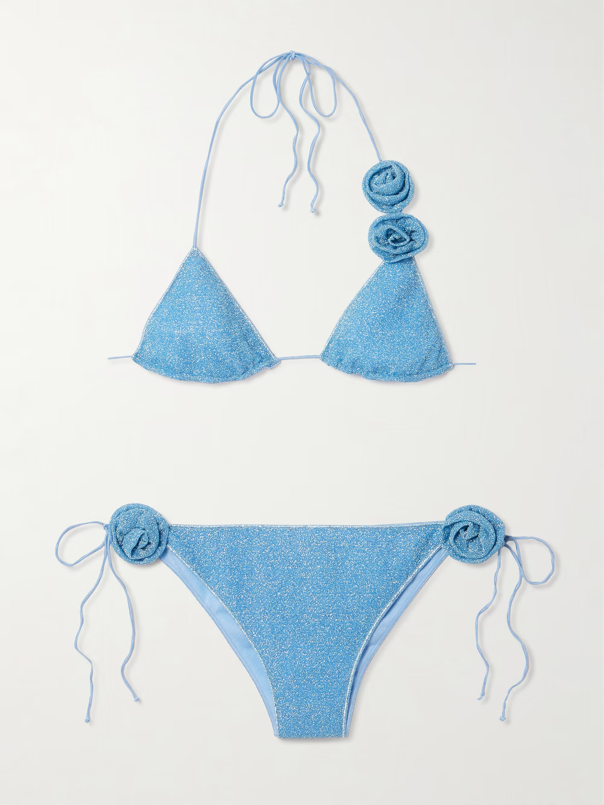 Lumière Rose appliquéd Lurex triangle bikini | NET-A-PORTER (US)