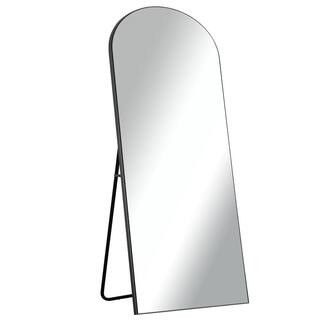 71 in. x 28 in. Modern Arched Shape Framed Black Full Length Floor Standing Mirror | The Home Depot