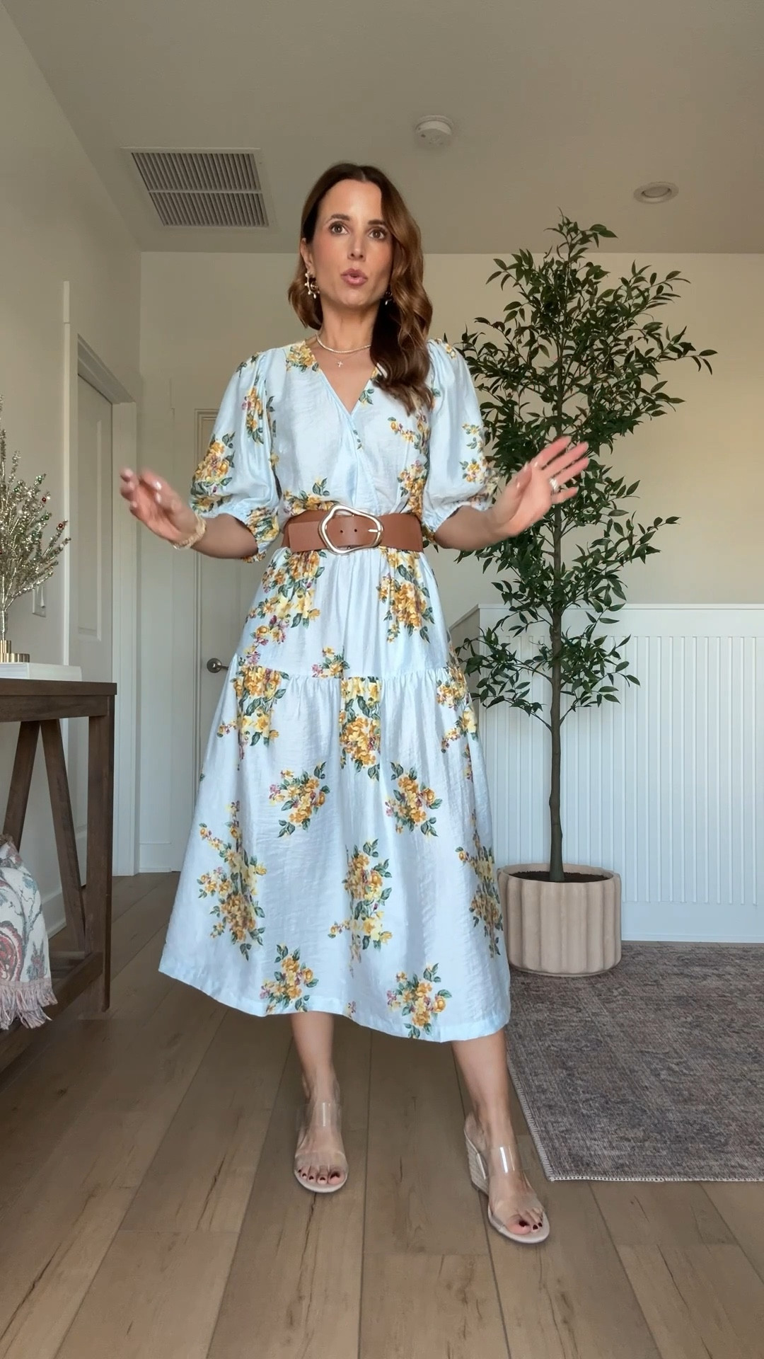 New floral dress from Target! Runs big so consider sizing down. Has a clip at the bust and I added my own belt. Spring outfits. Spring dress. Easter dress. Baby shower dress. Wedding shower dress. 

#LTKootd #LTKWedding #LTKBaby