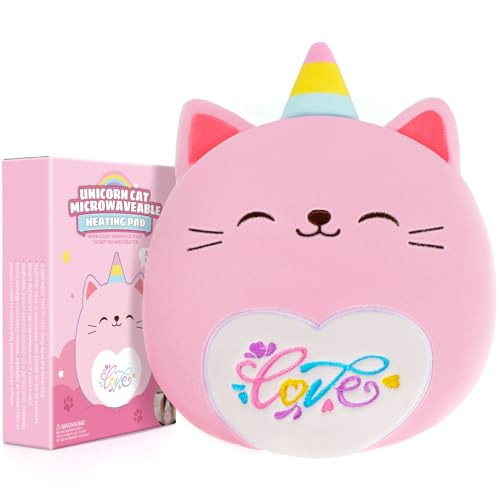 Valentines Day Gifts Unicorn Cat Microwavable Heating Pads for Cramps & Period Pain Relief, Pink Unicorn Cat Plush Heating Pad Menstruation, Period Cramps for Women & Girls, Stuffed Animals Heat Pad | Amazon (US)