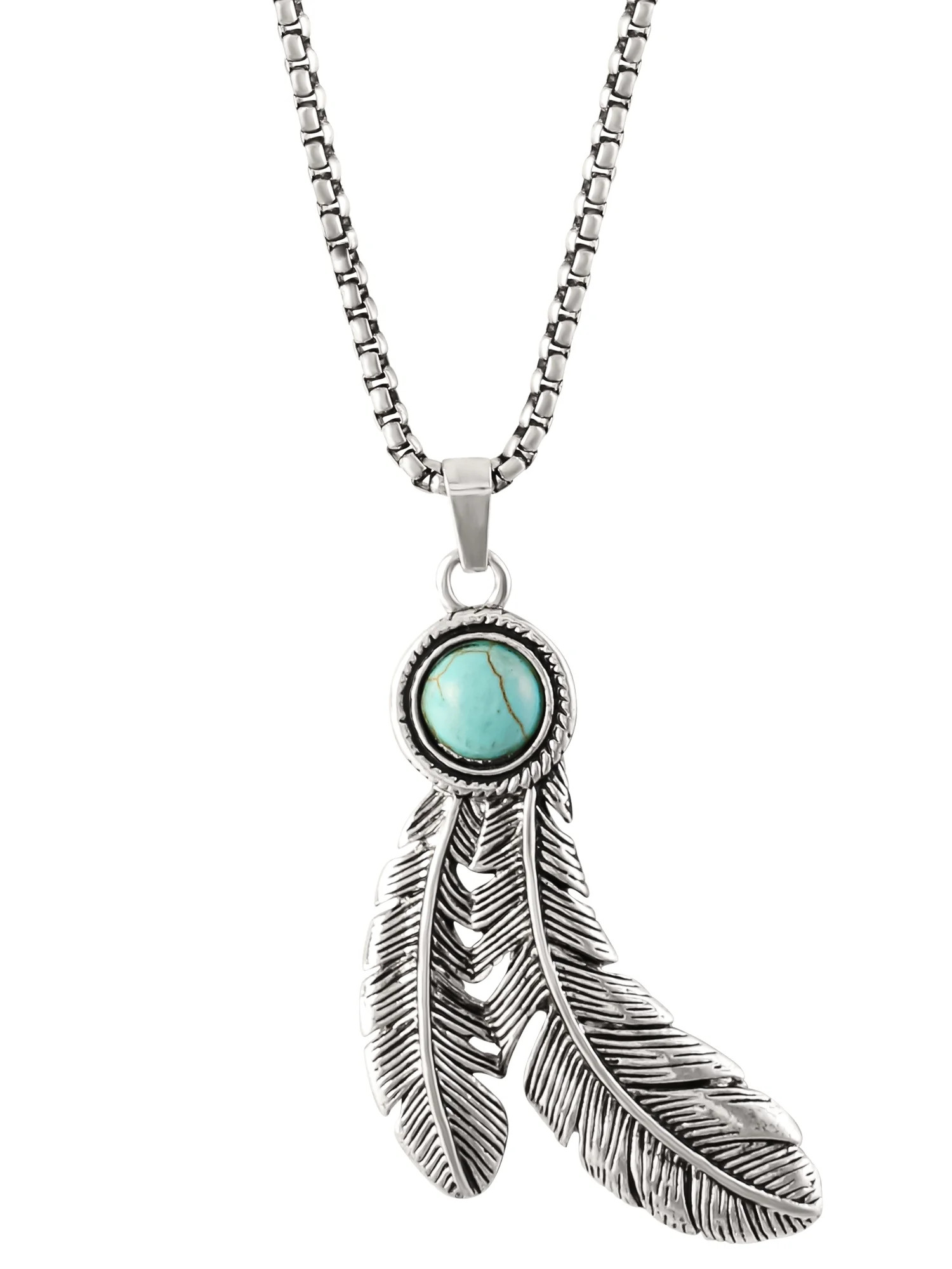 Jessica Simpson Fashion Faux Turquoise Stone Feather Necklace | Walmart (US)