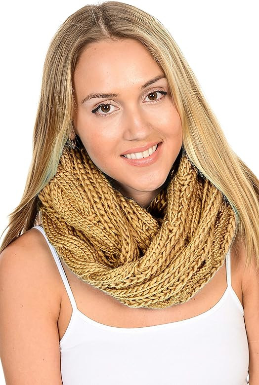 BASICO Charcoal Gray Infinity Scarf for Women Winter Chunky Knitted Scarves Warm Circle Cable Loop a | Amazon (US)