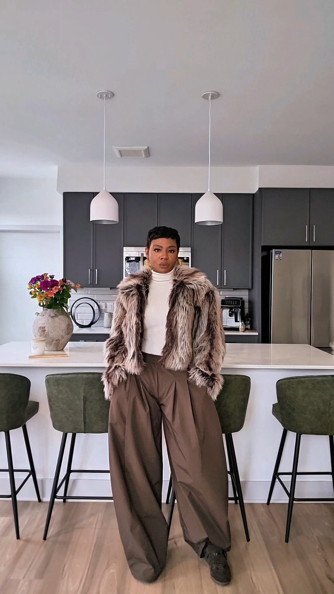 Cropped Faux Fur Coat Unboxing Unboxing a fluffy brown faux fur cropped coat from Urban Revivo 🤎This faux fur jacket is lightweight but looks rich, chic, and very street style approved.The fluffy fur texture and cropped fit make it easy to dress up or down style it with denim and sneakers for a casual look or throw it over a dress for an elevated outfit.Such a good layering piece if you love faux fur coats, modern street style, and statement outerwear.Winter, fall, jacket Coat: XSPants: S

#LTKgrwm #LTKootd #LTKPetite