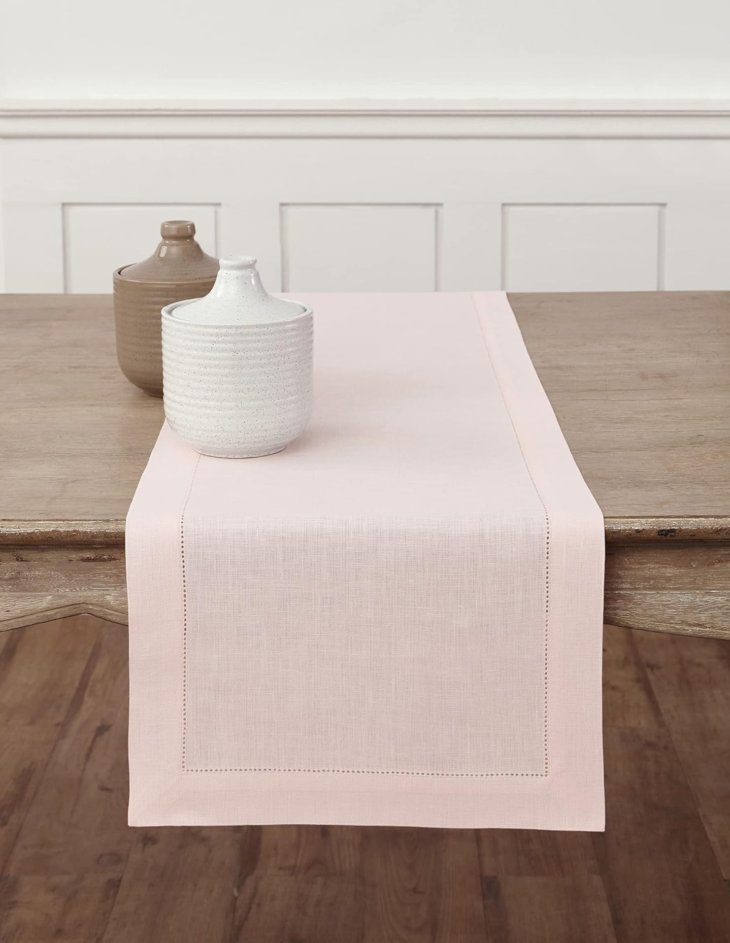 Solino Home 100% Pure Linen Hemstitch Table Runner - 14 x 48 Inch, Handcrafted from European Flax, M | Amazon (US)