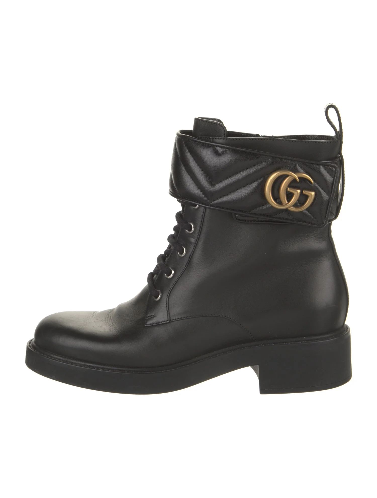 Double G Logo Leather Combat Boots | The RealReal