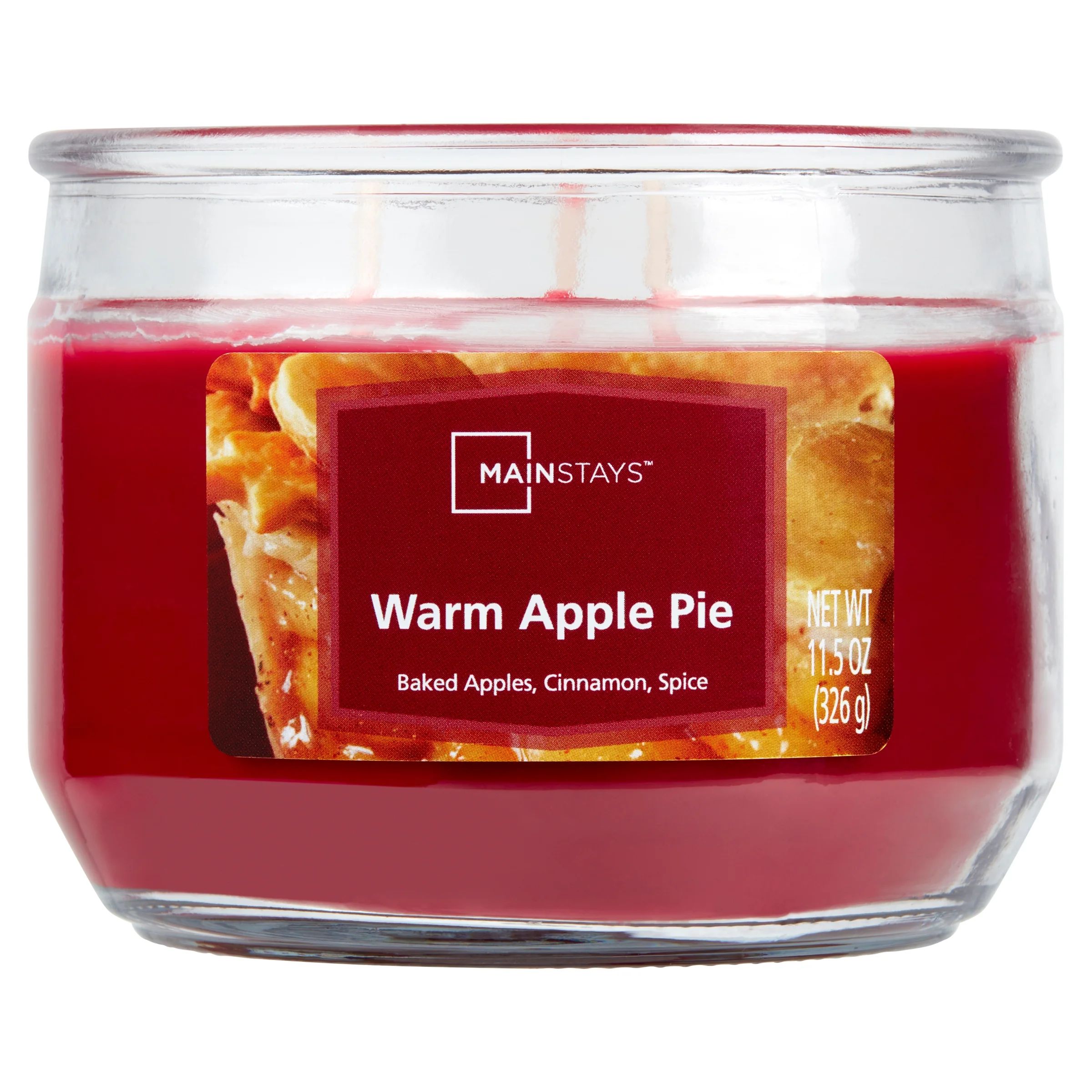 Mainstays Warm Apple Pie Scented 3-Wick Glass Jar Candle, 11.5 oz | Walmart (US)