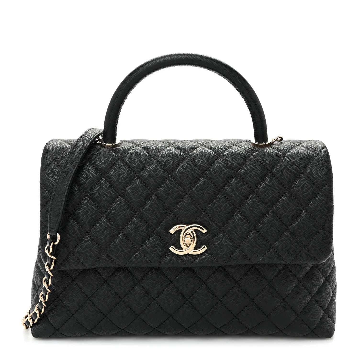 Chanel Caviar Quilted Medium Coco Handle Flap Black 1937903 | FASHIONPHILE (US)
