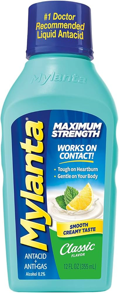 Mylanta Antacid and Gas Relief, Maximum Strength Formula, Classic Flavor, 12 Fluid Ounce | Amazon (US)