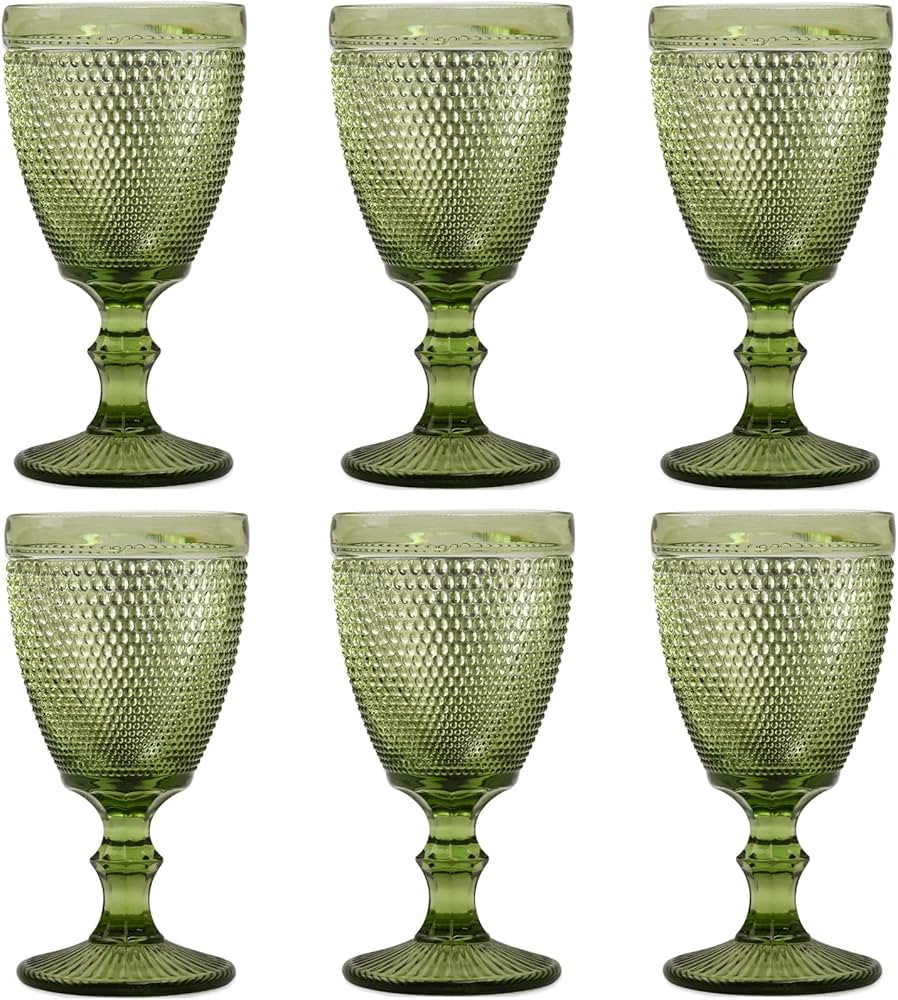 Bandesun Wine Glasses Set of 6 - Beads Goblet Glass Cup Classic Drinkware | Amazon (US)