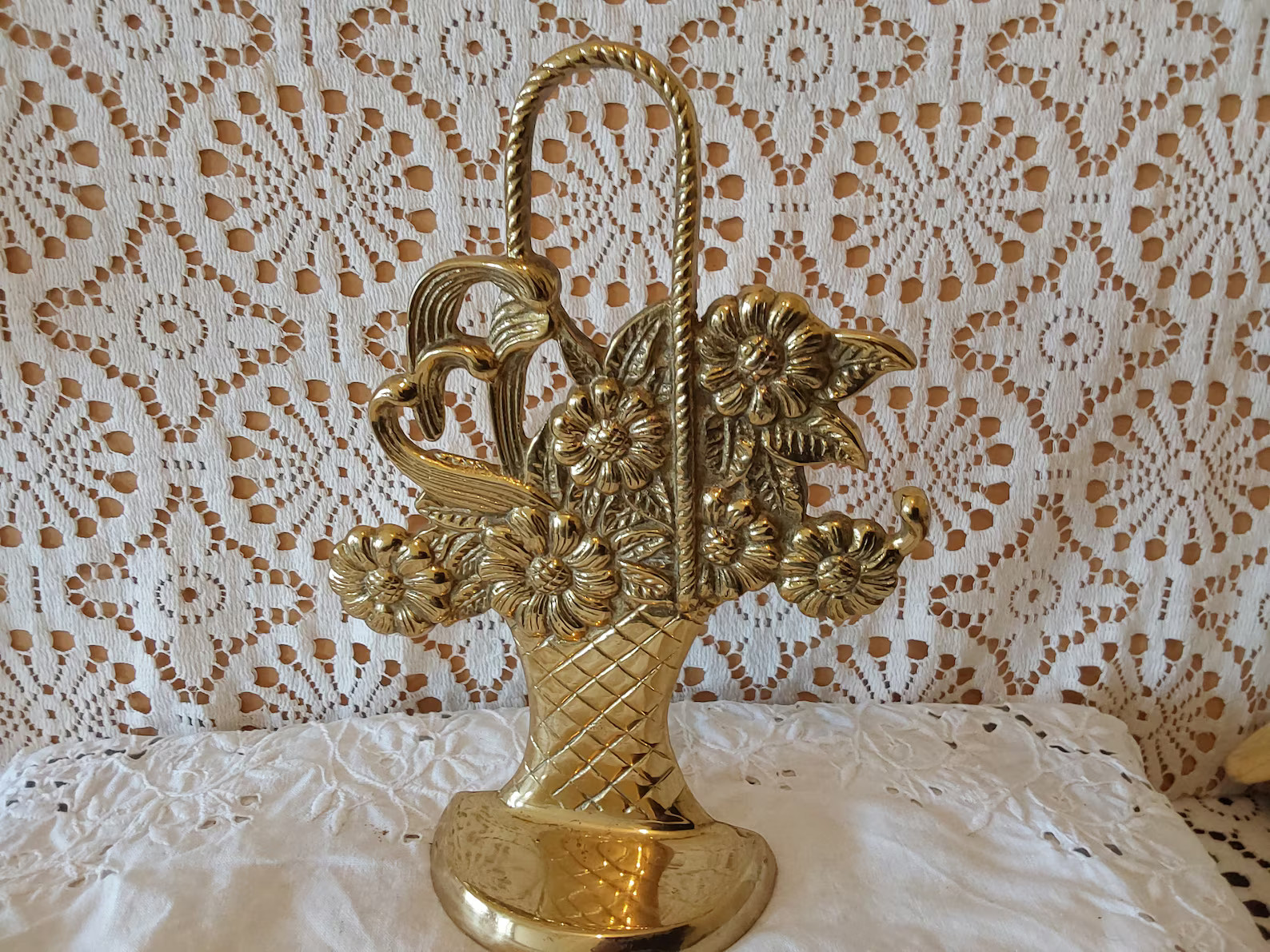 Vintage Brass Flower Basket Doorstop - Etsy | Etsy (US)