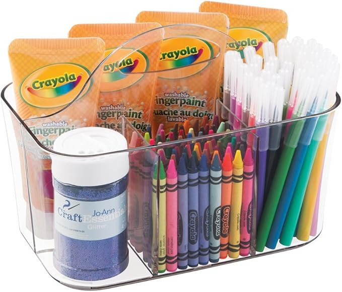 mDesign Plastic Portable Craft Storage Organizer Caddy Tote, Divided Basket Bin w/Handle - Craft,... | Amazon (US)