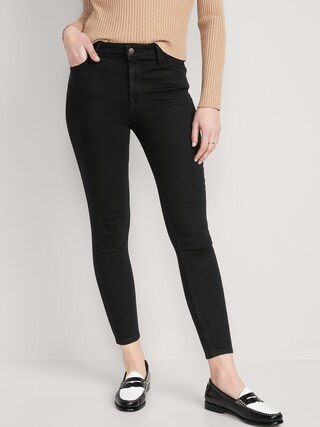 High-Waisted Wow Super-Skinny Black-Wash Ankle Jeans for Women | Old Navy (US)