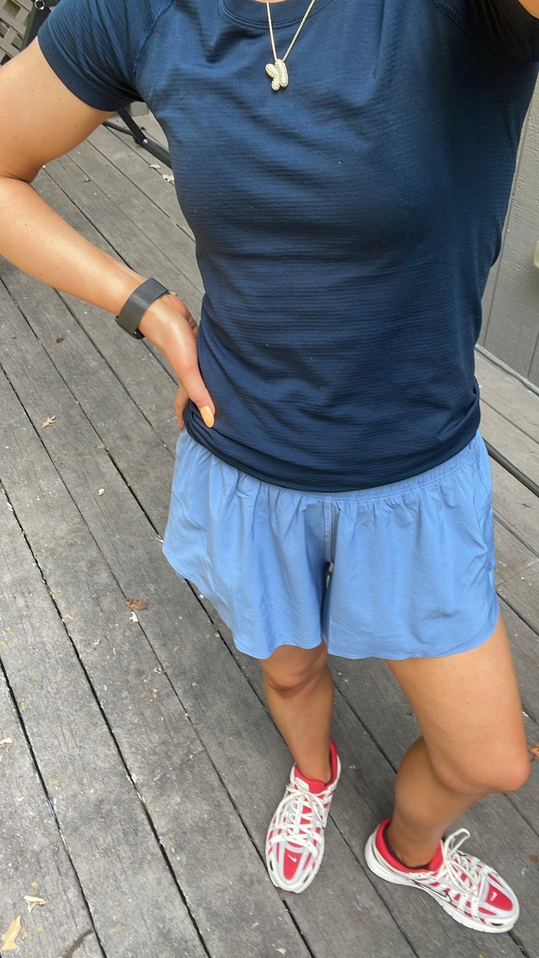 Shades of blue are currently having a moment in my closet.

I own these shorts in numerous colors. They are one of my favorites!

• Lululemon Swiftly Short Sleeve: Color “True Navy” - size 4
• Lululemon Shake it Out High Rise Running Short 2.5”: Color “Washed Denim” - size XS
• Gold Amazon bubble initial necklace 
• Nike P6000: Color “University Red” - women’s 7.5 (went down 1/2 size from my usual Nike women’s size 8)



#LTKSummerEdit #LTKFindsUnder100 #LTKActive
