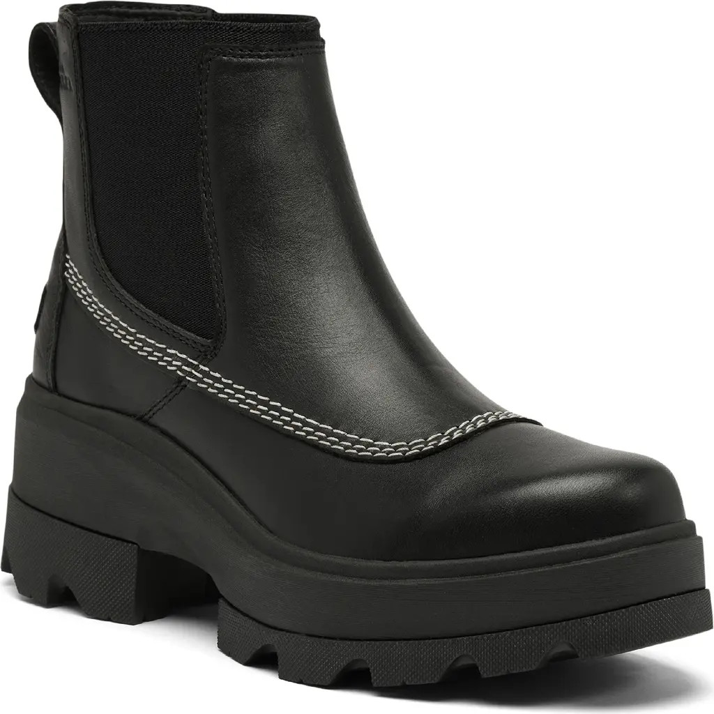 SOREL Joan FRWD Waterproof Chelsea Boot in Black/Bleached Ceramic at Nordstrom Rack, Size 8.5 | Nordstrom Rack