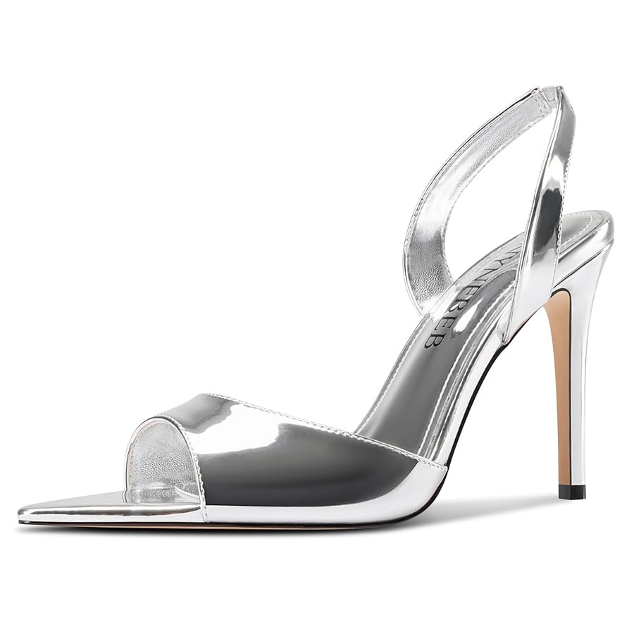 TNYNFBEB Womens Stiletto High Heel Open Toe Sandals Slingback Two-Piece Prom Wedding Dress Patent... | Amazon (US)