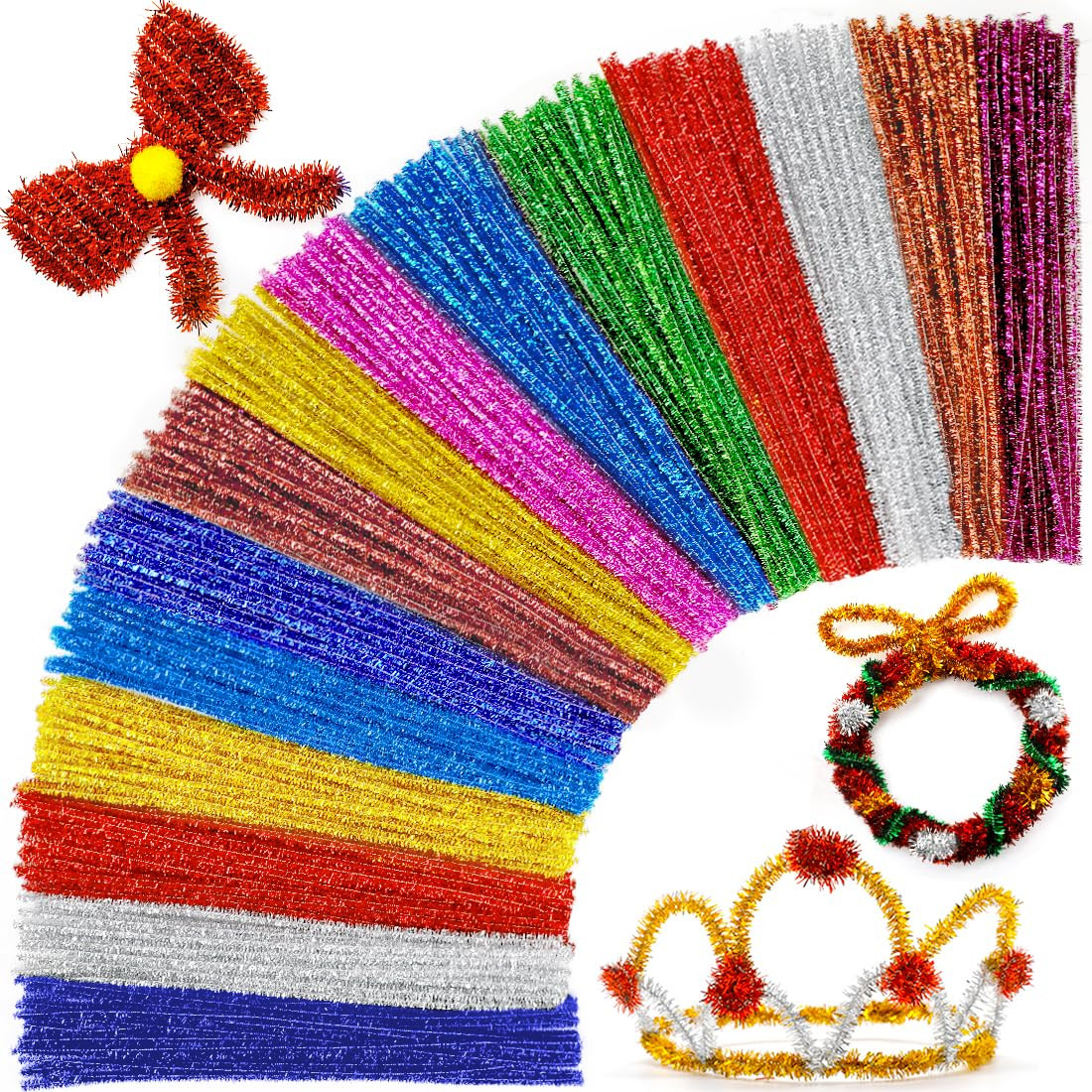 Praisebank Glitter Pipe Cleaners, Pipe Cleaners for Crafts (200pcs 10 Glitter Colors), | Amazon (US)