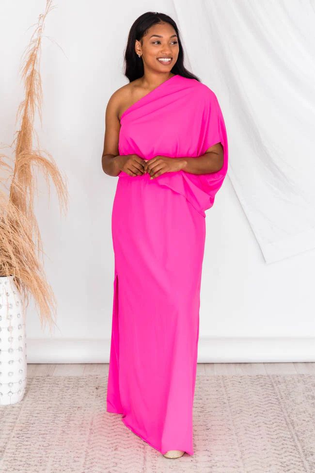 Found My Forever Pink One Shoulder Maxi Dress FINAL SALE | Pink Lily
