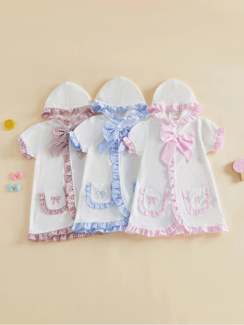 BemeyourBBs Toddler Baby Girls Swim Cover Up Swimwear Ruffle Poncho Kids Swimsuit Coverup Plaid F... | Walmart (US)