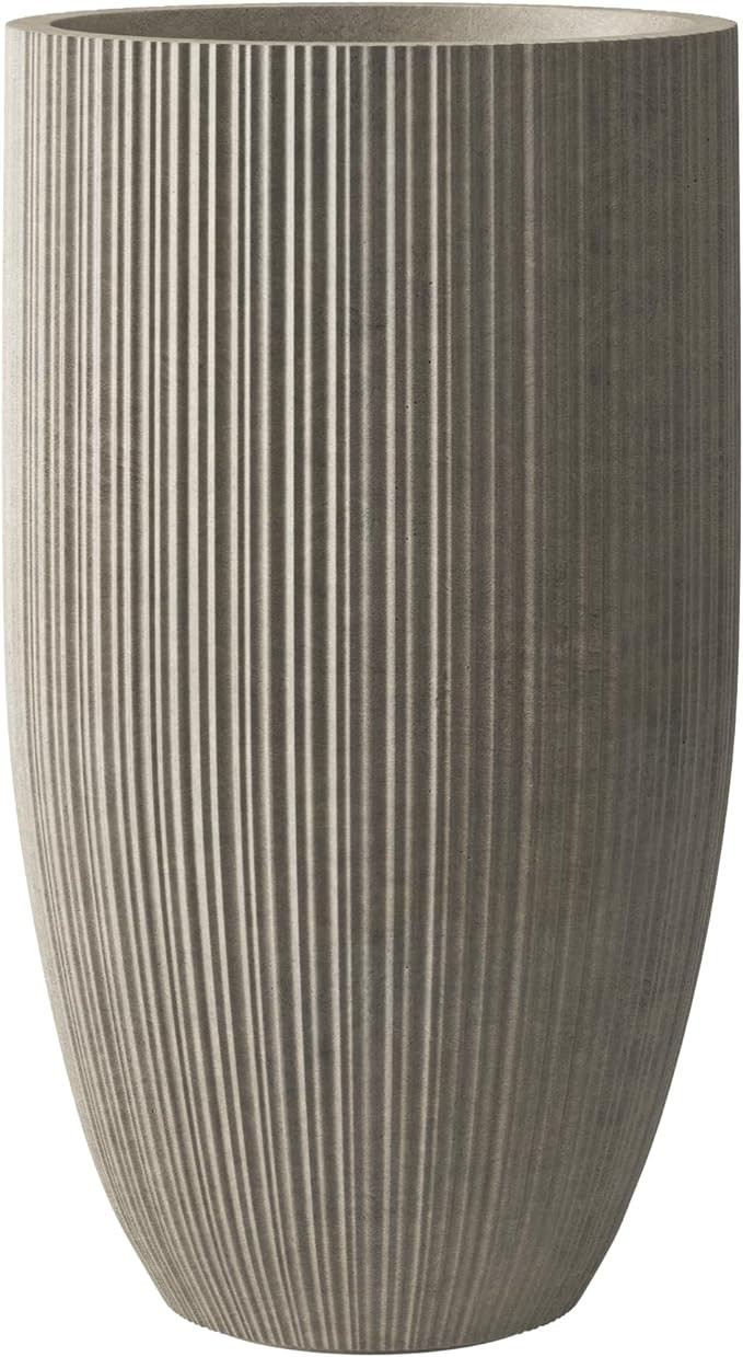 24 Inch Tall Concrete Planter, Large Garden Pot with Drainage Hole for Outdoor and Indoor Use on ... | Amazon (US)