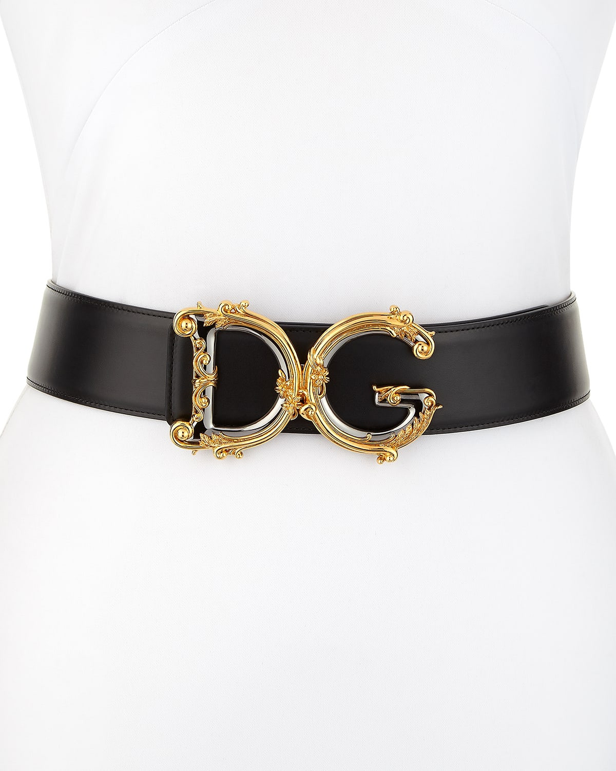 Baroque Logo Leather Belt | Neiman Marcus