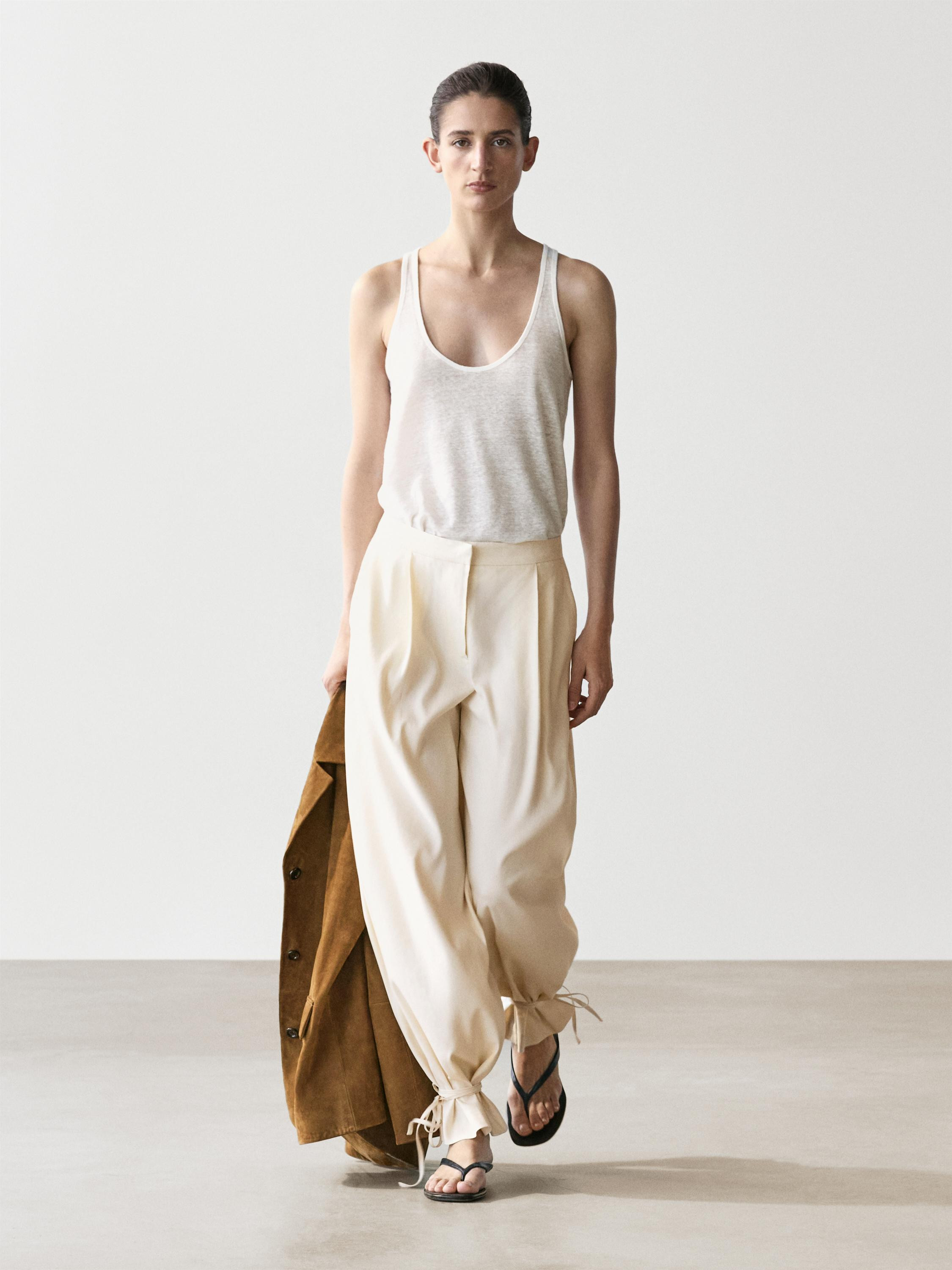 Calças fluidas barrel fit | Massimo Dutti PT