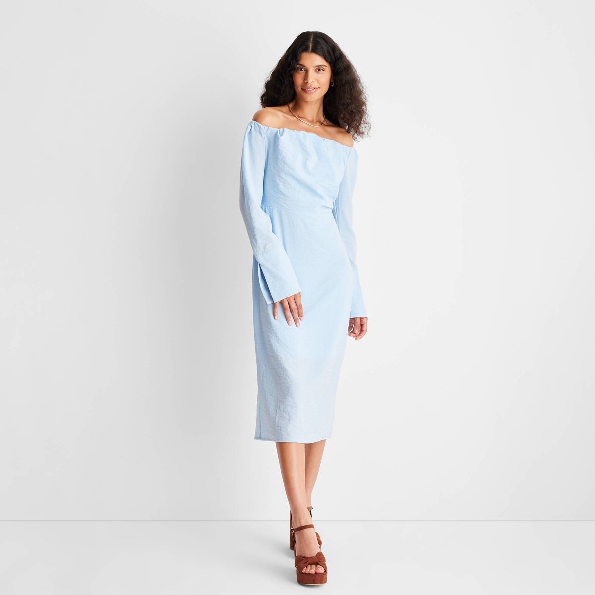 Women's Off The Shoulder Long Sleeve Midi Dress - Future Collective™ with Reese Blutstein | Target