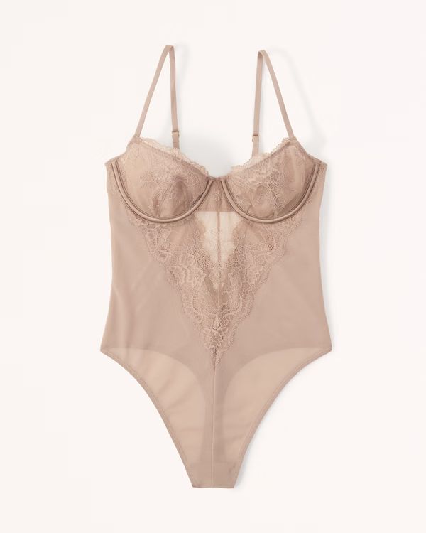 Lace and Mesh Underwire Bodysuit | Abercrombie & Fitch (US)
