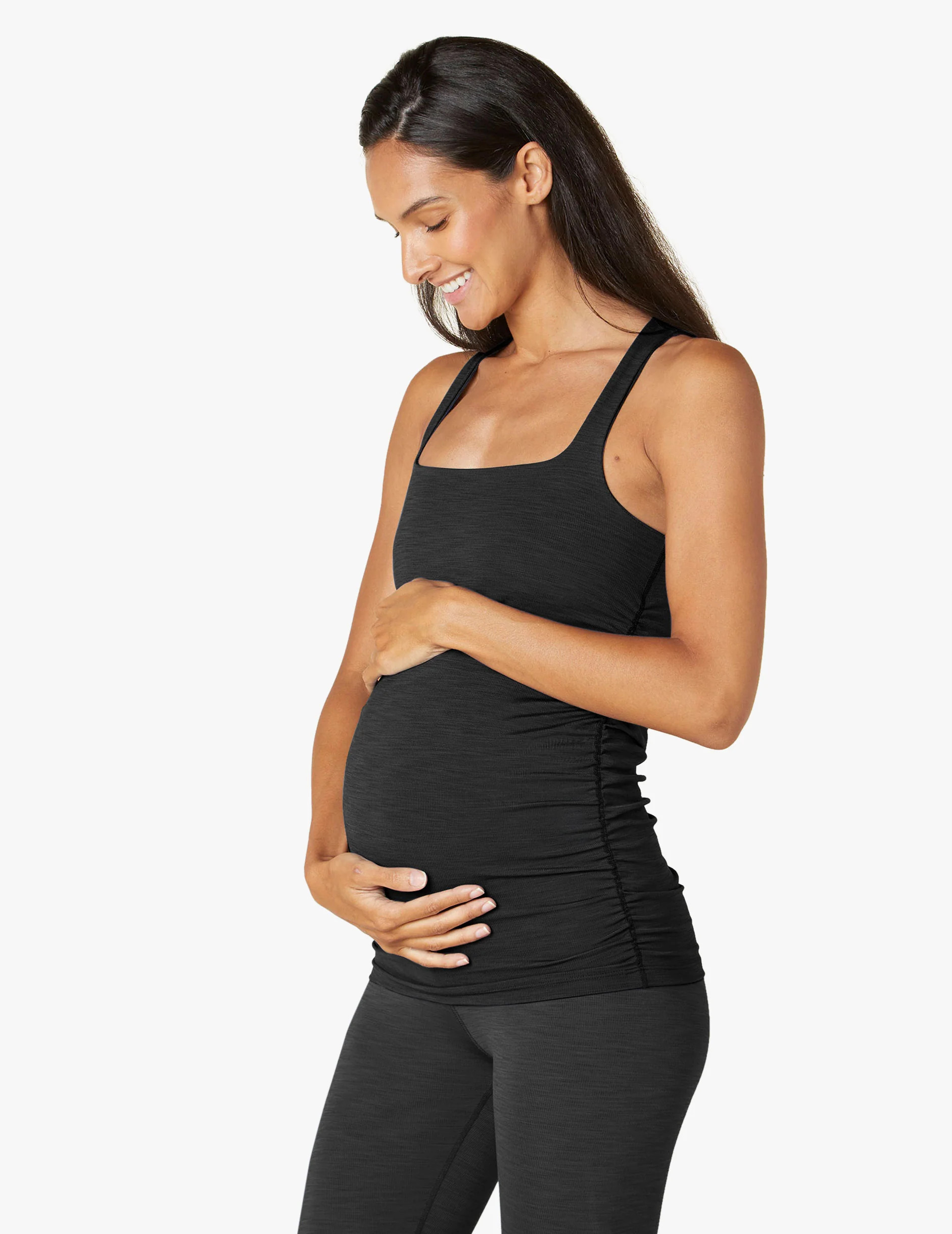 Heather Rib Square Neck Maternity Tank | Beyond Yoga | Beyond Yoga