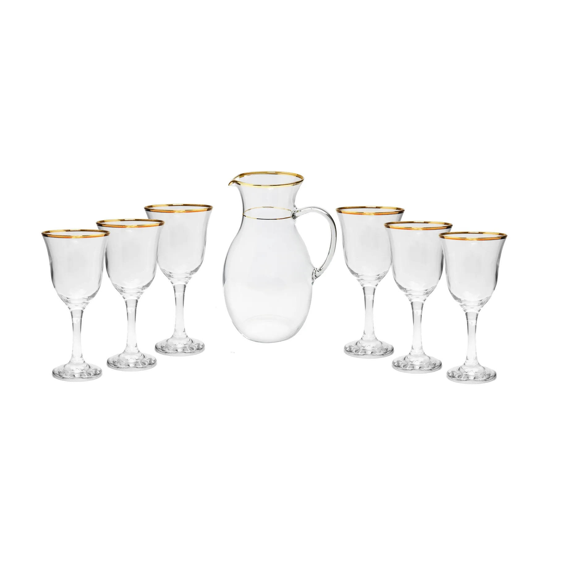 7 Piece Drinkware Set with Gold Rim Design - Set of 7 | Bed Bath & Beyond