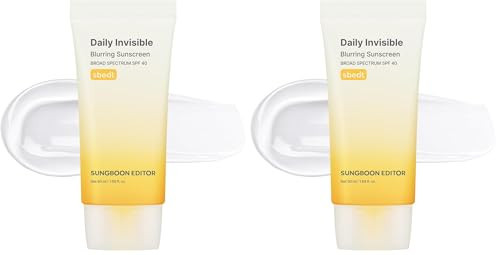 SUNGBOON EDITOR Daily Invisible Blurring Sunscreen with Broad Spectrum SPF 40 Invisible Sunscreen for Face, Makeup Primer spf, 50ml, 1.69 fl.oz, Oil Free, Weightless (Pack of 2) | Amazon (US)