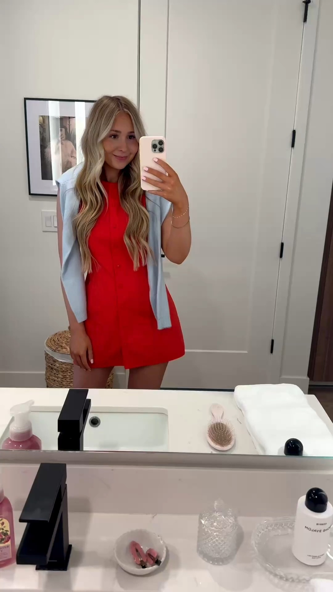 memorial day + 4th of july outfit inspo! 

red white and blue outfit | summer outfit | patriotic outfit | memorial day weekend | summer style | fourth of july outfits | red mini dress | light blue cardigan | under $100