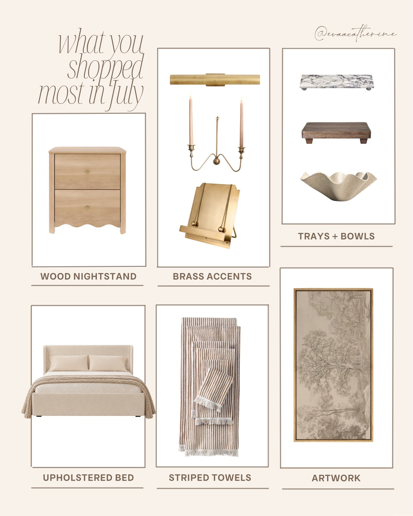 Your July favorites are in ✨🤎

From timeless wood furniture to brass accents and cozy textiles, these were the pieces you loved most last month. It’s always so fun seeing which finds become your favorites too!

Which one is coming home with you? 👇

#LTKHome #HomeDecor #NeutralHome #InteriorInspo #HomeFind

: home decor, neutral decor, timeless interiors, wood furniture, brass accents, marble decor, decorative trays, upholstered bed, striped towels, wall art, cozy home, designer finds

#LTKSeasonal #LTKHome