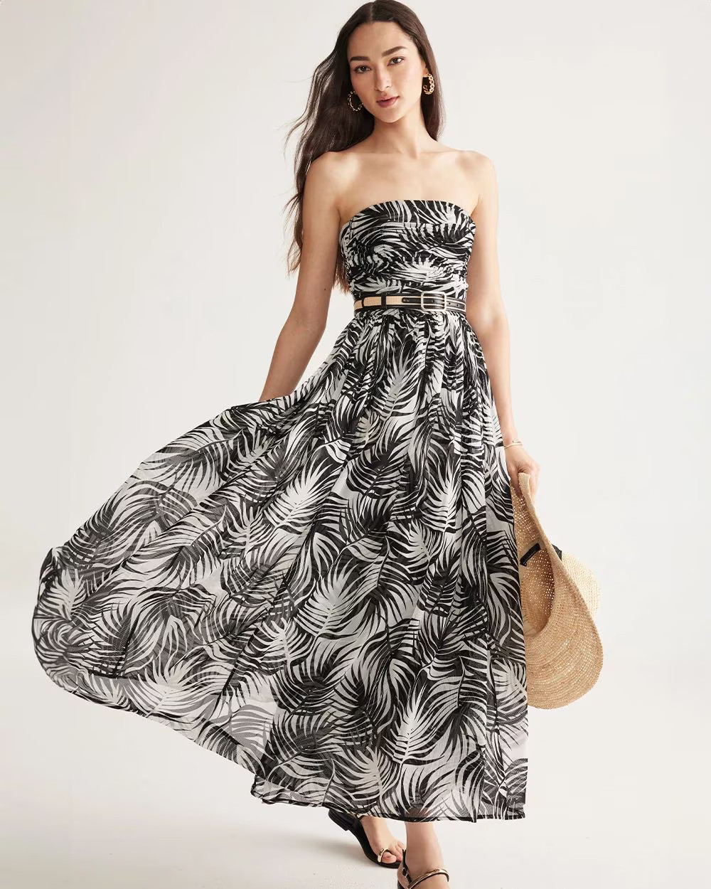 Strapless Mesh Maxi Dress | White House Black Market