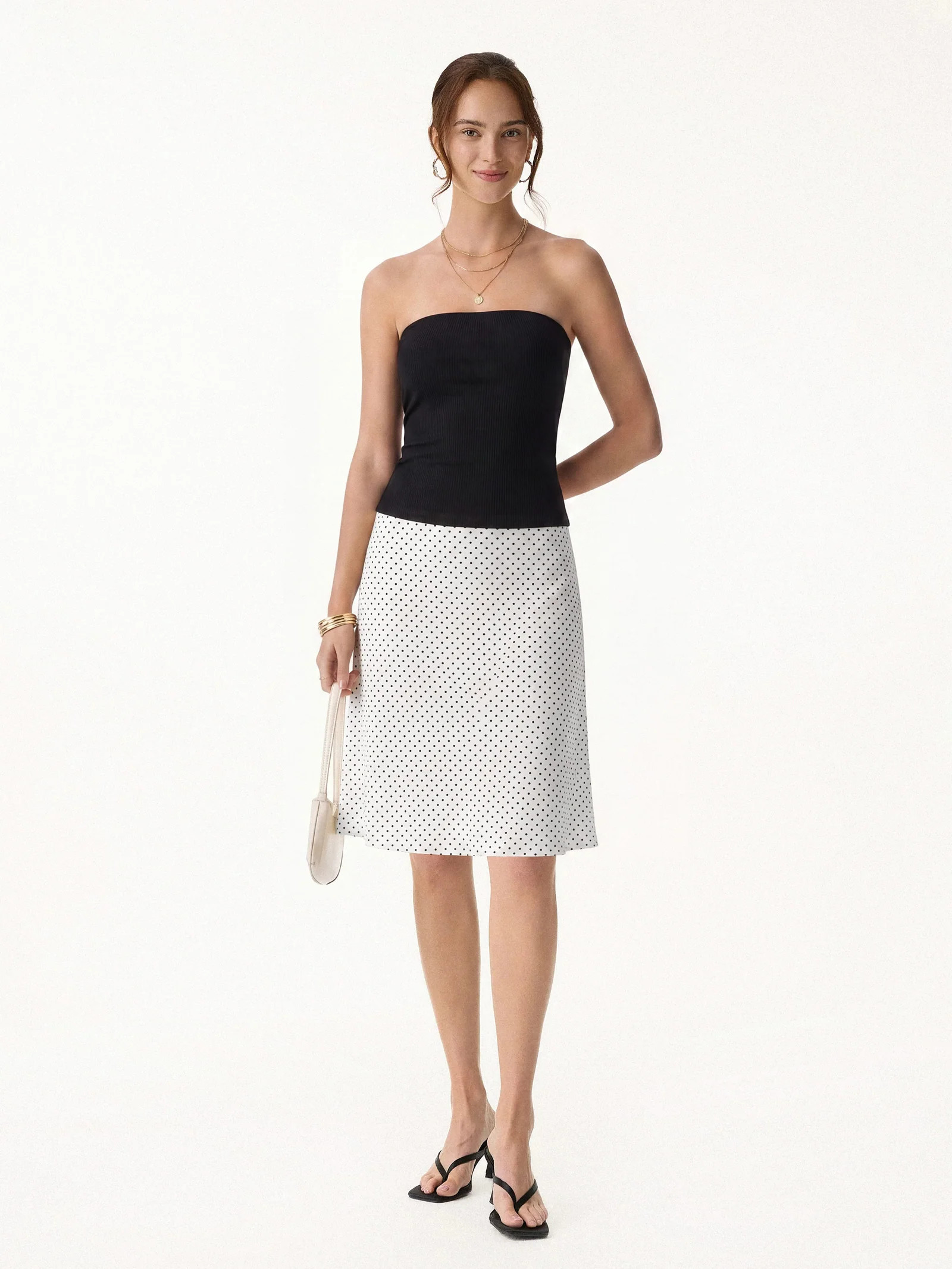 Stretch Cotton Polka Dot A-Line Flare Skirt Limited Edition | OGLmove