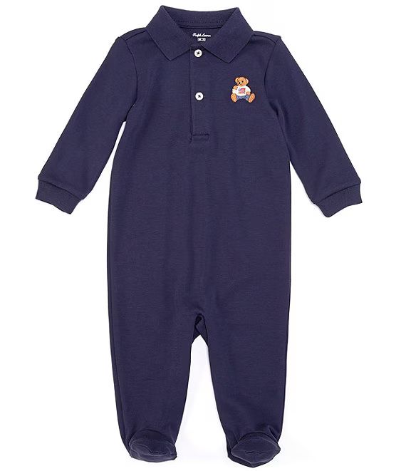Baby Boys 3-9 Months Long-Sleeve Polo Bear Footed Coverall | Dillards