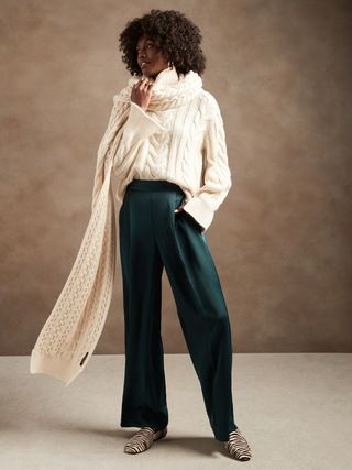 Satin Pant, holiday outfit, holiday outfit women, holiday party outfit, Christmas party outfit | Banana Republic (US)