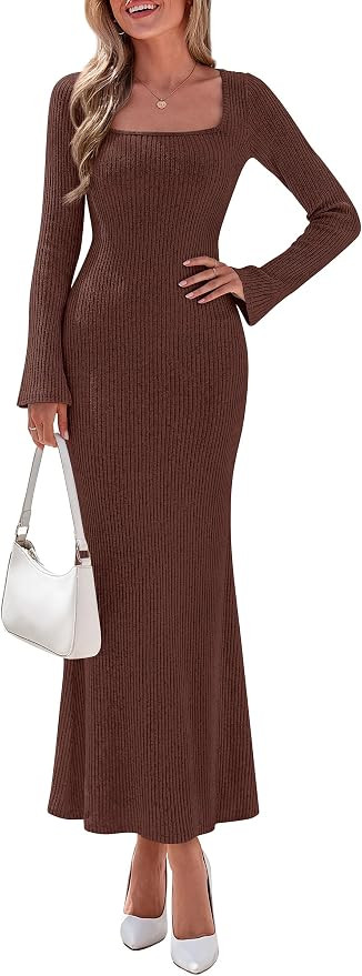 PRETTYGARDEN Women's Fall Long Sleeve Maxi Bodycon Dresses | Amazon (US)