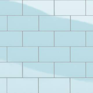 Piscina Brick Glossy Light Blue with BioTech 4-3/4 in. x 9-5/8 in. Porcelain Floor and Wall Tile (11.22 sq. ft. /Case) | The Home Depot