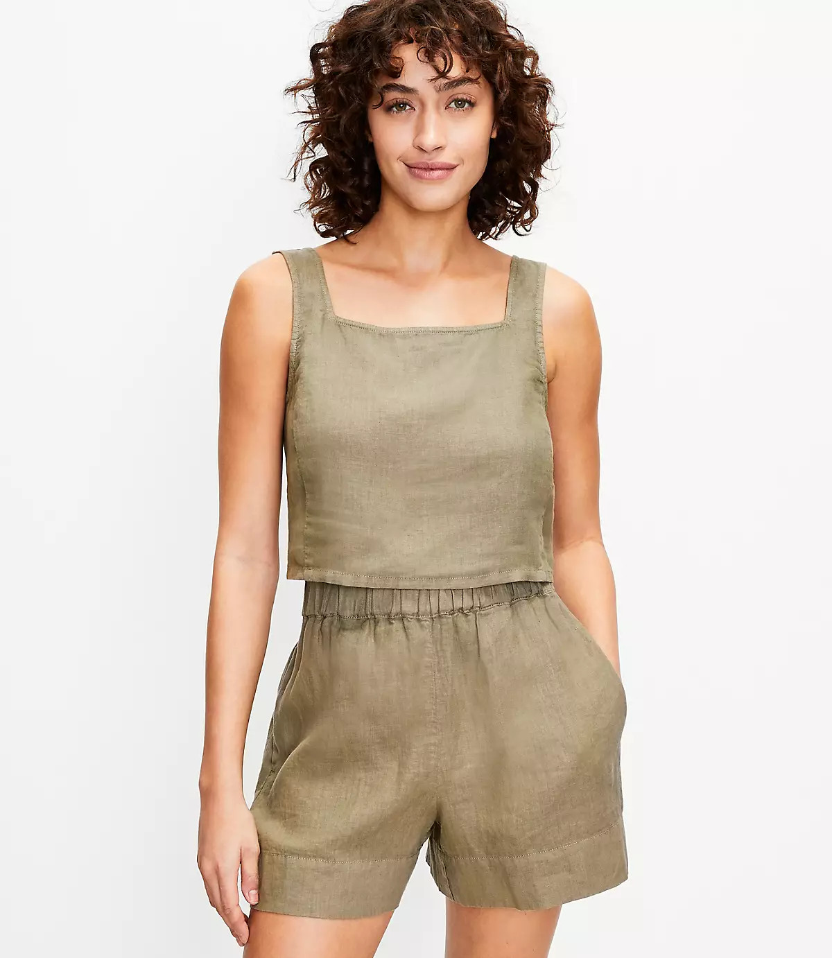 Lou & Grey Linen Cropped Tank Top | LOFT | LOFT
