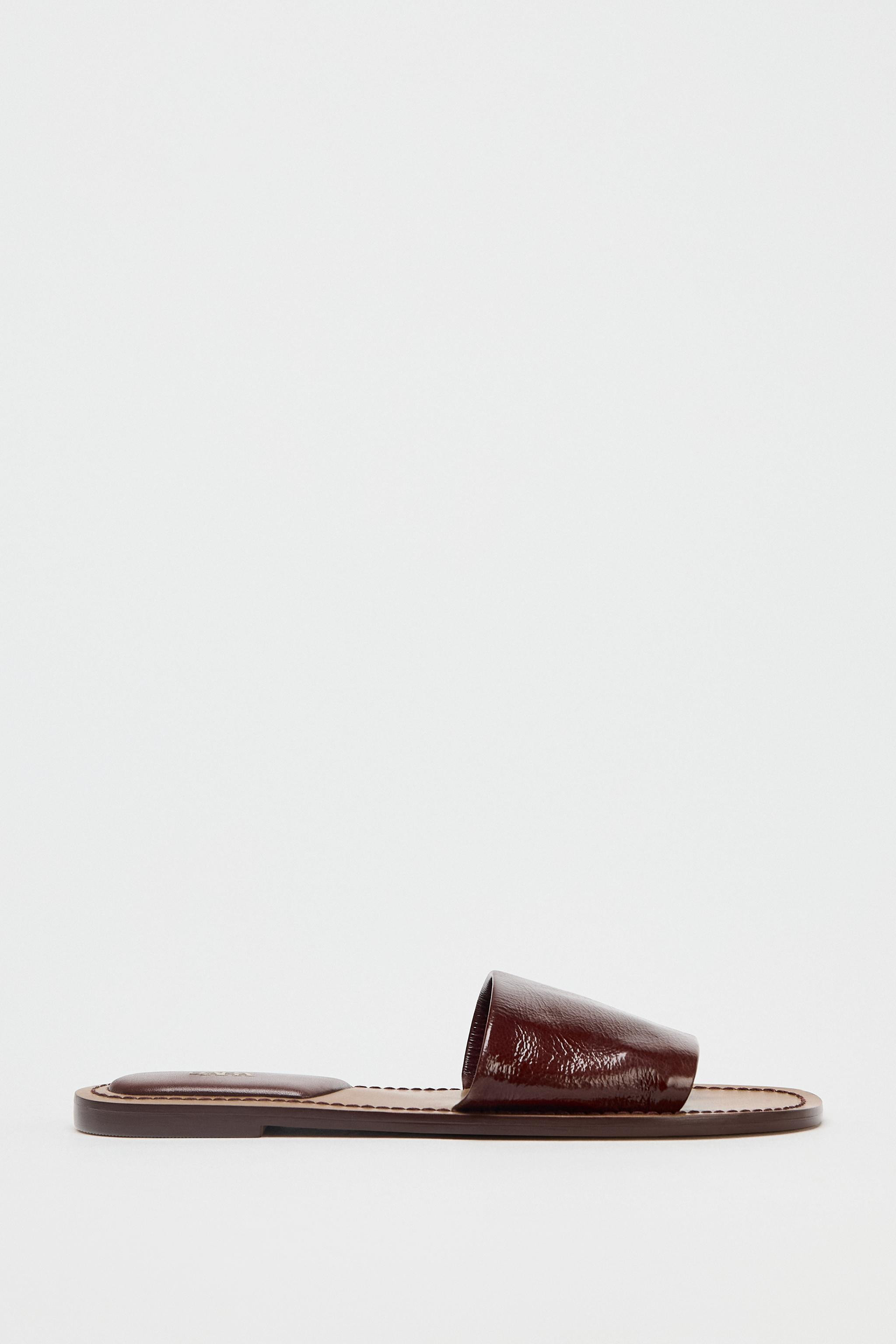 SOFT LEATHER SLIDES | Zara US